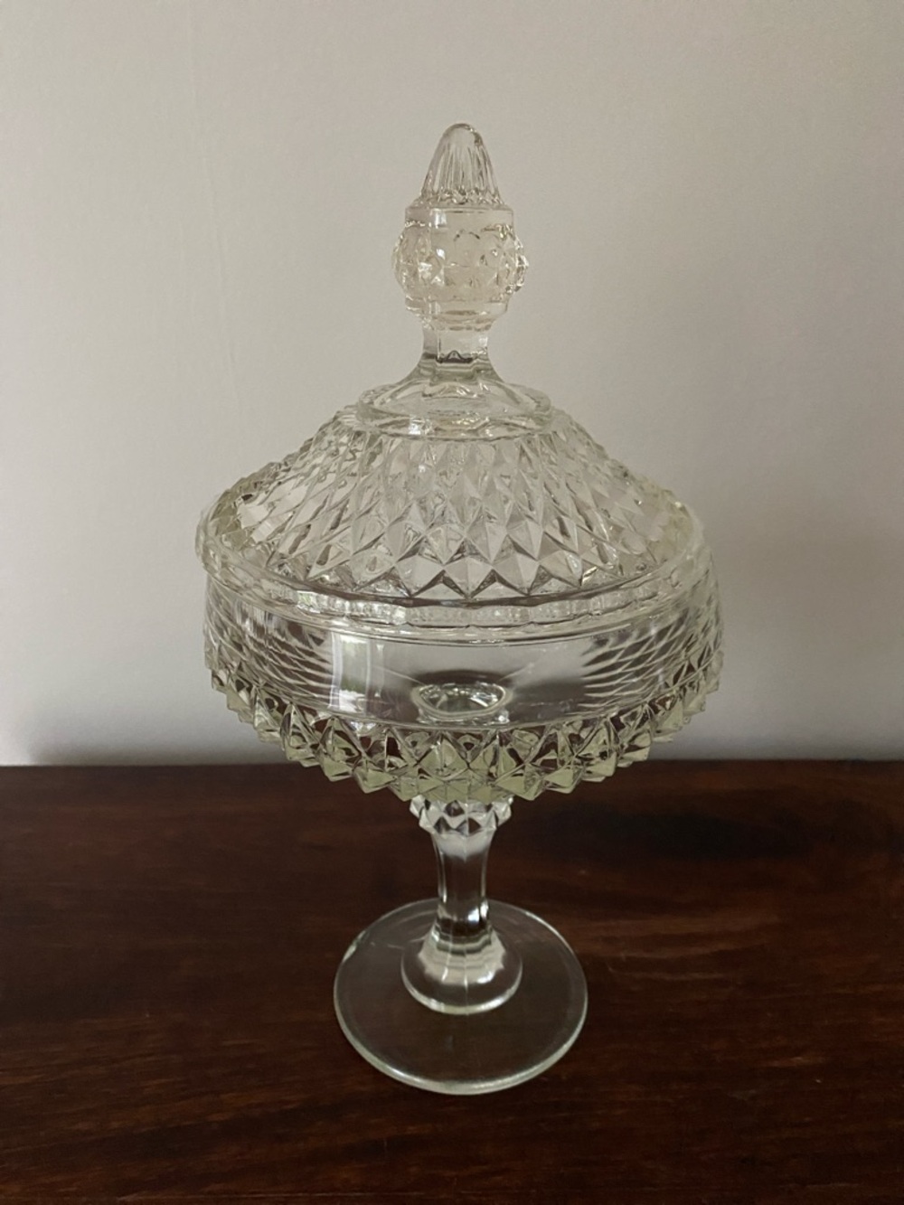 Indiana Glass • Clear • Diamond Point • Pedestal Dish